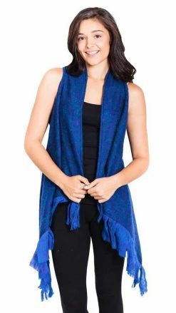 Vendor-unknown Tops & Tees Women's Boho Chic Winter Woolen Fringed Vest