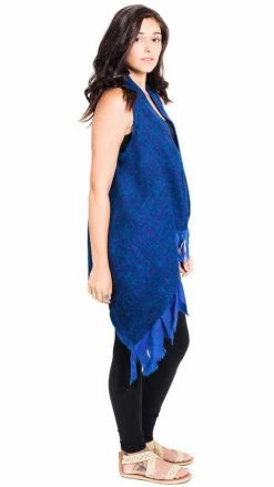 Vendor-unknown Tops & Tees Women's Boho Chic Winter Woolen Fringed Vest