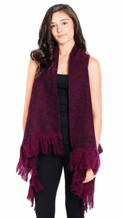 Vendor-unknown Tops & Tees Women's Boho Chic Winter Woolen Fringed Vest