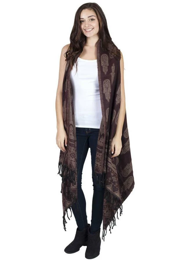 Lakhays Hamsa Waterfall Fringe Vest 1 Lakhays Hamsa Waterfall Fringe Vest