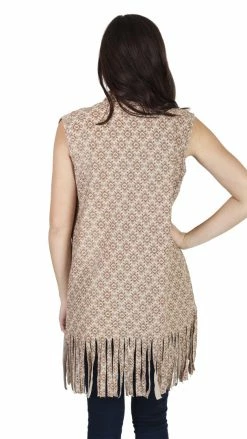 Lakhays Cutting Edge Om Flower Fringe Vest