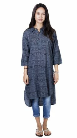 Lakhays Dakota Hi-low Kurta Top Henley Tunic Tops & Tees