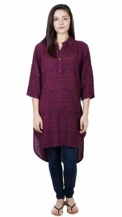 Lakhays Dakota Hi-low Kurta Top Henley Tunic Tops & Tees