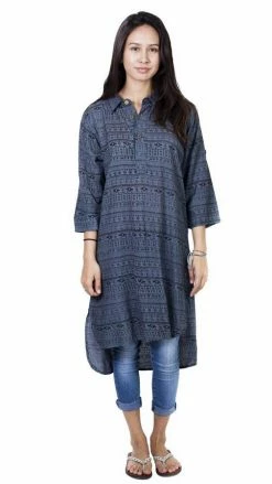 Lakhays Dakota Hi-low Kurta Top Henley Tunic Tops & Tees