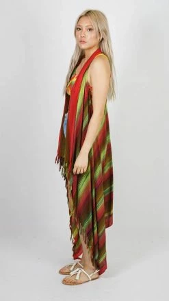 Lakhays Hashtag Maxi Fringed Vest Tops & Tees