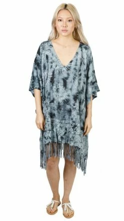 Lakhays Tops & Tees Celestial Romance Tie-Dye Fringed Poncho