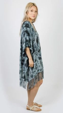 Lakhays Tops & Tees Celestial Romance Tie-Dye Fringed Poncho