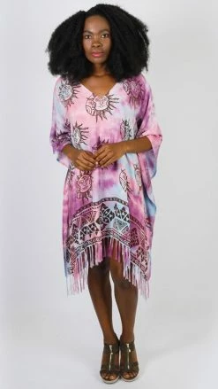 Lakhays Tops & Tees Celestial Romance Tie-Dye Fringed Poncho