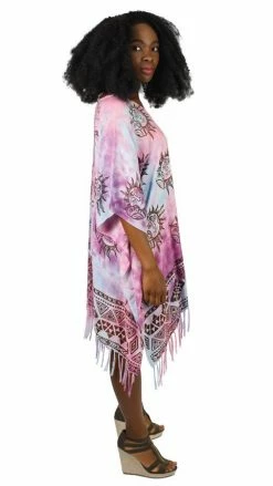 Lakhays Tops & Tees Celestial Romance Tie-Dye Fringed Poncho