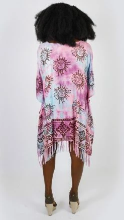 Lakhays Tops & Tees Celestial Romance Tie-Dye Fringed Poncho