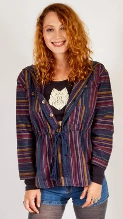 Lakhays New Arrivals Striped Cotton Hoodie Jacket