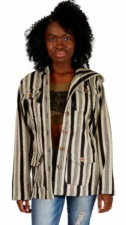Lakhays New Arrivals Rustic Stripe Hoodie Safari Jacket