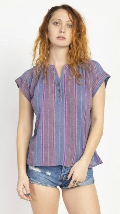 Lakhays New Arrivals Stripe Vintage Blouse