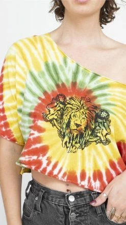 Lakhays Tops & Tees Rasta Reggae Spiral Tie-Dye JahRoots Dread Lion Crop Top