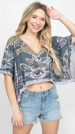 Lakhays Crystal V-neck Scarf Top Tops & Tees