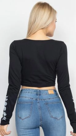 Lakhays Tops & Tees Moon Phases Ruched Top