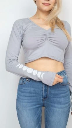 Lakhays Tops & Tees Moon Phases Ruched Top