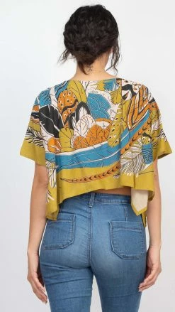 Lakhays New Arrivals Feather Scarf Crop Top