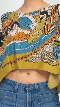 Lakhays New Arrivals Feather Scarf Crop Top