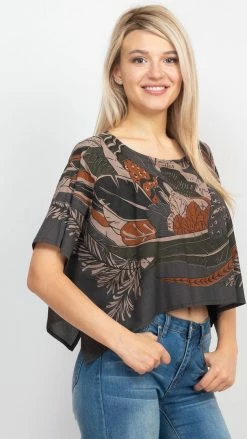 Lakhays New Arrivals Feather Scarf Crop Top