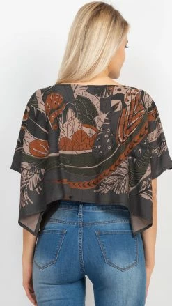 Lakhays New Arrivals Feather Scarf Crop Top