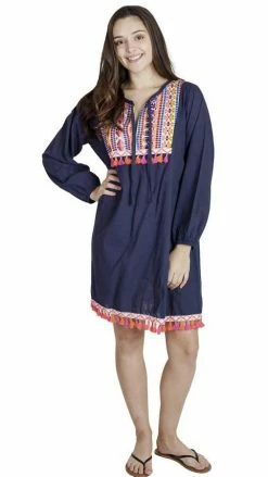 Lakhays Dresses Fearlessly Fringed Boho Peasant Dress