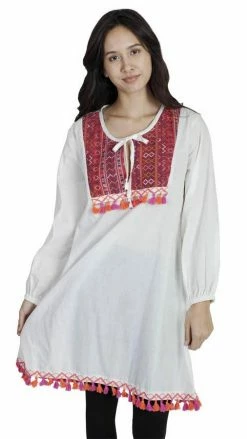 Lakhays Dresses Fearlessly Fringed Boho Peasant Dress