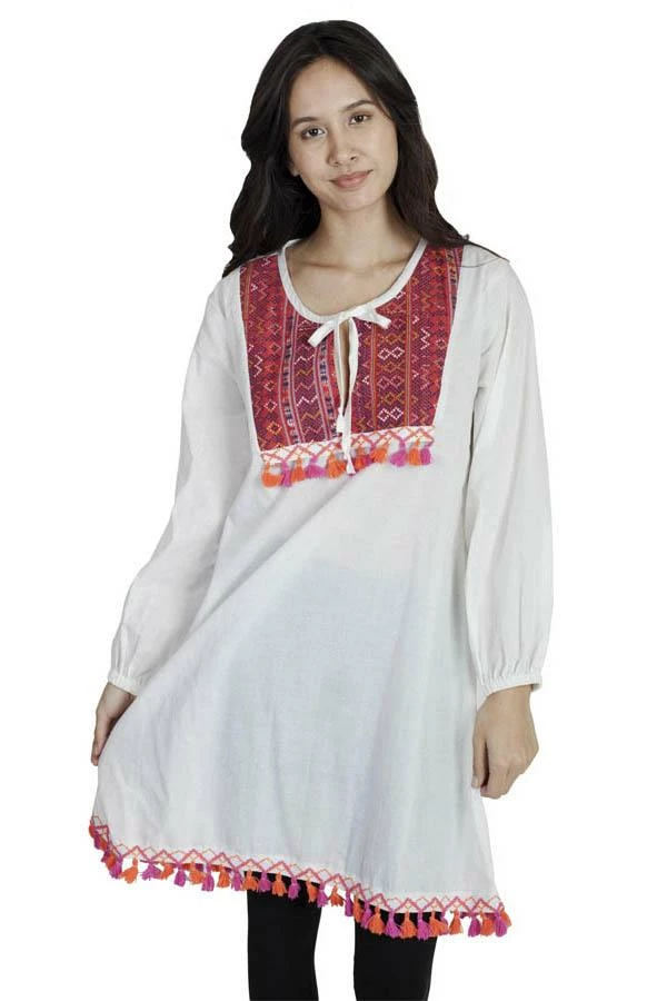 Lakhays Dresses Fearlessly Fringed Boho Peasant Dress 2 Lakhays Dresses Fearlessly Fringed Boho Peasant Dress