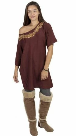 Lakhays Women's Garden Wreath Off Shoulder Casual Beach Tunic Top Dress Dresses