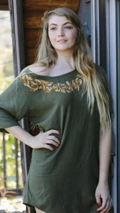 Lakhays Women's Garden Wreath Off Shoulder Casual Beach Tunic Top Dress Dresses