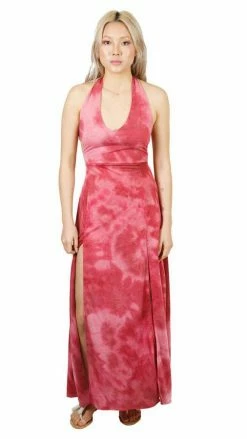 Lakhays Dresses High Tide Double Slit Tie-Dye Halter Dress