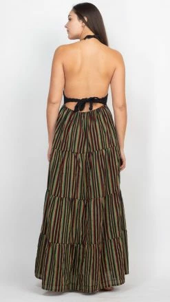 Lakhays Rasta Crop-Top Stripe Maxi Dress