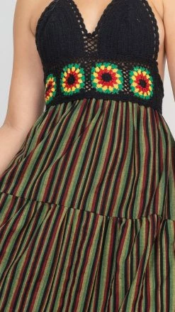 Lakhays Rasta Crop-Top Stripe Maxi Dress