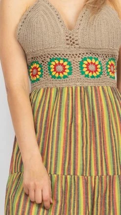Lakhays Rasta Crop-Top Stripe Maxi Dress