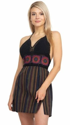 Lakhays Crochet Halter Mini Dress