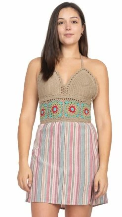 Lakhays Crochet Halter Mini Dress