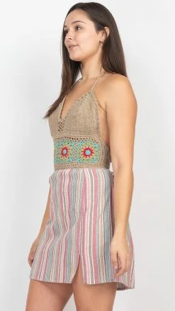 Lakhays Crochet Halter Mini Dress