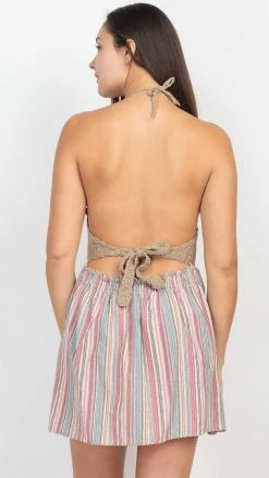 Lakhays Crochet Halter Mini Dress