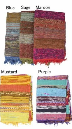 Lakhays Handwoven Recycled Sari Runner Yoga Mat Rugs