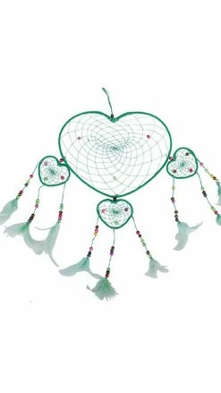 Lakhays Green Heart Dreamcatcher With Feathers Gifts