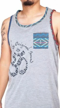 Lakhays Men's Grey Sleeveless Om Muscle Yoga Beach Top W/Pocket Tank Tops 6 Lakhays Men's Grey Sleeveless Om Muscle Yoga Beach Top W/Pocket Tank Tops