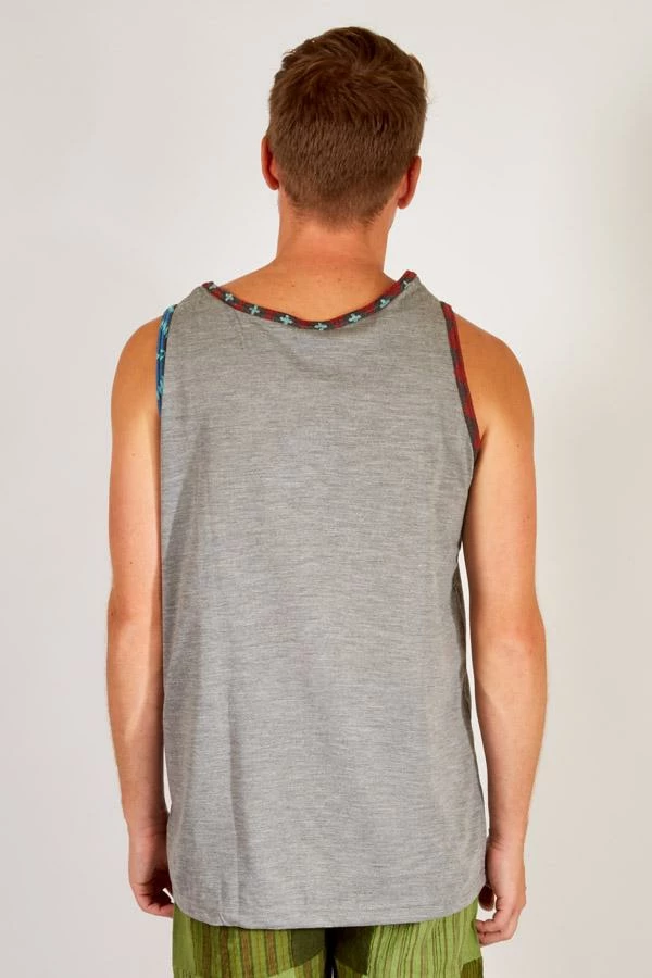 Lakhays Men's Grey Sleeveless Ganeshia Muscle Yoga Beach Top W/Pocket 4 Lakhays Men's Grey Sleeveless Ganeshia Muscle Yoga Beach Top W/Pocket