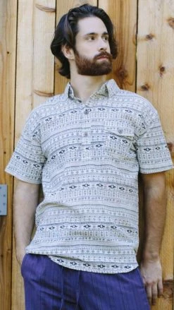 Lakhays Men's Cotton Half Sleeve Summer Kurta Top Shirt Shirts