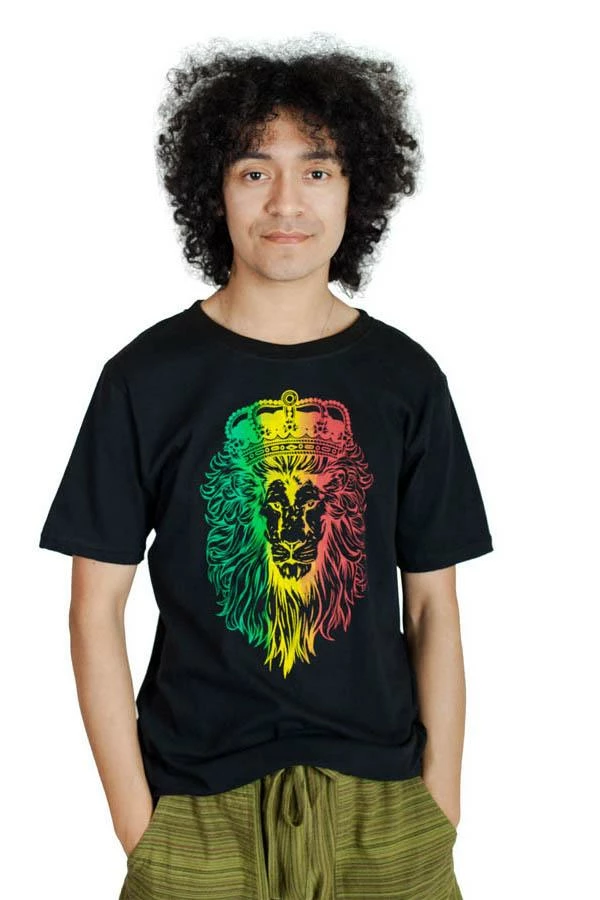 Lakhays T-Shirt Men's Rasta Lion Reggae Cotton Tee Shirt 2 Lakhays T-Shirt Men's Rasta Lion Reggae Cotton Tee Shirt
