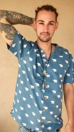 Lakhays Elephant Summer Button Down