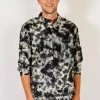 Lakhays Splatter Tie Dye Cotton Long Sleeve Shirt Shirts