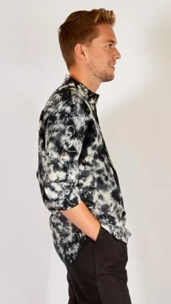 Lakhays Splatter Tie Dye Cotton Long Sleeve Shirt Shirts