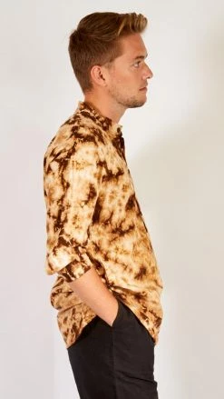 Lakhays Splatter Tie Dye Cotton Long Sleeve Shirt Shirts