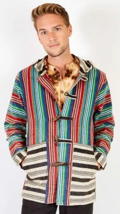 Lakhays New Arrivals Stonewash Rustic Stripe Button Front Hoodie