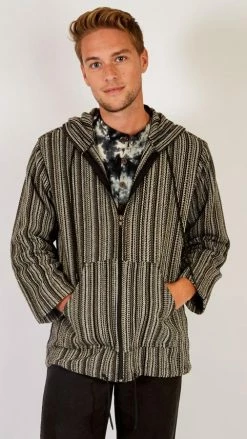 Lakhays Hoodies Soft-washed Striped Cotton Zip Hoodie